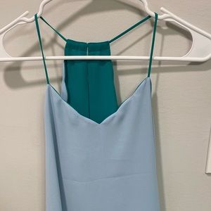Reversible blue and green top with scallion cut